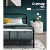 Artiss Bed Frame Metal Bed Frame LEO - Queen (Black) - Top-Down View