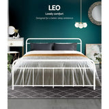 Artiss Bed Frame Metal Bed Frame LEO - Queen (White) - Side View