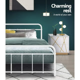 Artiss Bed Frame Metal Bed Frame LEO - Queen (White) - 45-Degree Angle