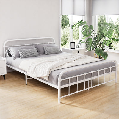 Artiss Bed Frame Metal Bed Frame LEO - Queen (White)