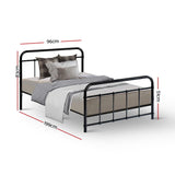 Artiss Bed Frame Metal Bed Frame LEO - Single (Black) - Front View