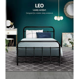 Artiss Bed Frame Metal Bed Frame LEO - Single (Black) - Side View