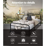 Artiss Bed Frame Metal Bed Frame LEO - Single (Black) - 45-Degree Angle