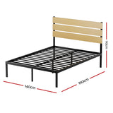 Artiss Bed Frame Double Size Metal Base Mattress Platform Foundation Black PAULA - Front View
