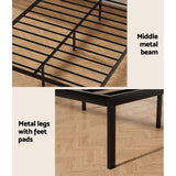 Artiss Bed Frame Double Size Metal Base Mattress Platform Foundation Black PAULA - Rear View