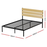 Artiss Bed Frame Queen Size Metal Base Mattress Platform Foundation Black PAULA - Front View