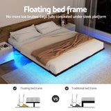 Artiss King Bed Frame,Floating Metal Bed Frame with Smart LED Lights - Sturdy Metal Platform Bed Base, Silent Design, Tool-Free Assembly, 300KG