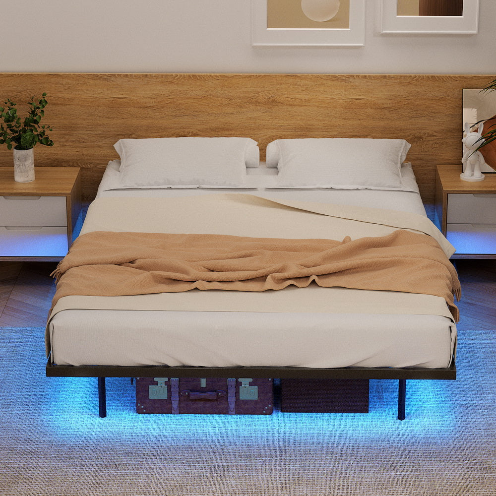Artiss Queen Bed Frame,Floating Metal Bed Frame with Smart LED Lights - Sturdy Metal Platform Bed Base, Silent Design, Tool-Free Assembly, 300KG