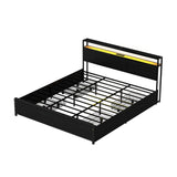Artiss Metal Bed Frame King Size Storage Headboard Charge Station LED 4 Drawers - Close-Up Angle