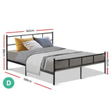 Artiss Bed Frame Double Metal Bed Frame SOL - Front View
