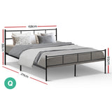 Artiss Bed Frame Queen Metal Bed Frame SOL - Front View