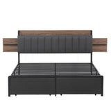 Artiss Metal Bed Frame King Size with 2-Tier Hidden Storage with Charging Station - Top-Down View