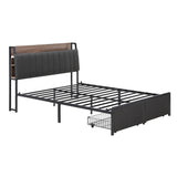Artiss Metal Bed Frame King Size with 2-Tier Hidden Storage with Charging Station - Front View