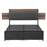 Artiss Metal Bed Frame Queen Size with 2-Tier Hidden Storage with Charging Station - Top-Down View