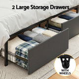 Artiss Metal Bed Frame Queen Size with 2-Tier Hidden Storage with Charging Station - Low Angle