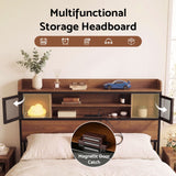 Artiss Queen Bed Frame with Charging Station 4 Drawers Storage Oak - Rear View