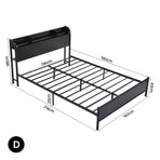 Artiss Bed Frame Double Size with Storage Shelf Headboard Charging Station GRID