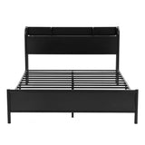 Artiss Bed Frame Double Size with Storage Shelf Headboard Charging Station GRID - Side View