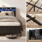 Artiss Bed Frame Single Size with Storage Shelf Headboard Charging Station GRID - Close-Up Angle