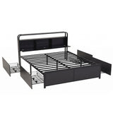 Artiss King Metal Bed Frame 4 Drawers Hidden Storage Headboard HEDY - Front View