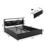 Artiss King Metal Bed Frame 4 Drawers Hidden Storage Headboard HEDY - Side View