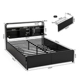 Artiss Queen Metal Bed Frame 4 Drawers Hidden Storage Headboard HEDY - Side View