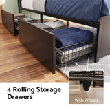 Artiss Queen Metal Bed Frame 4 Drawers Hidden Storage Headboard HEDY - Rear View