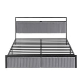 Artiss Metal Bed Frame King Size LED Charging Station 2 Drawers - Side View