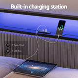 Artiss Metal Bed Frame King Size LED Charging Station 2 Drawers - Top-Down View