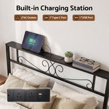 Artiss Double Bed Frame with Charging Station & Storage Drawers Metal - 45-Degree Angle
