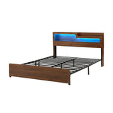 Artiss King Bed Frame Metal with Charging Station LED Light Storage Shelf - Top-Down View