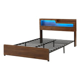 Artiss Queen Bed Frame Metal with Charging Station LED Light Storage Shelf - Top-Down View