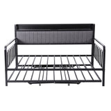 Artiss Bed Frame Double LED Metal Trundle Daybed with Charging Station TURN - Side View