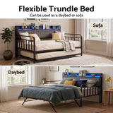 Artiss Bed Frame Double LED Metal Trundle Daybed with Charging Station TURN - Top-Down View