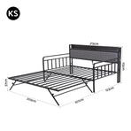 Artiss Bed Frame King Single LED Metal Trundle Daybed with Charging Station TURN