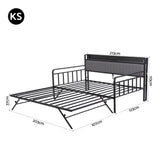 Artiss Bed Frame King Single LED Metal Trundle Daybed with Charging Station TURN - Front View