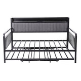 Artiss Bed Frame King Single LED Metal Trundle Daybed with Charging Station TURN - Side View
