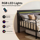 Artiss Bed Frame King Single LED Metal Trundle Daybed with Charging Station TURN - 45-Degree Angle
