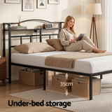 Artiss Bed Frame Queen Size with Charging Station WAVE - 45-Degree Angle