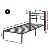 Artiss Bed Frame Single Size with Charging Station WAVE - Front View