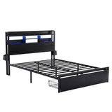 Artiss Bed Frame Double with Charging Station Storage Organizer Drawers LED ZAC - Front View