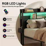 Artiss Bed Frame Double with Charging Station Storage Organizer Drawers LED ZAC - Rear View