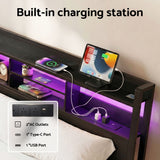 Artiss Bed Frame King with Charging Station Storage Organizer Drawers LED ZAC - 45-Degree Angle