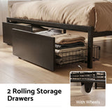 Artiss Bed Frame King with Charging Station Storage Organizer Drawers LED ZAC - Close-Up Angle