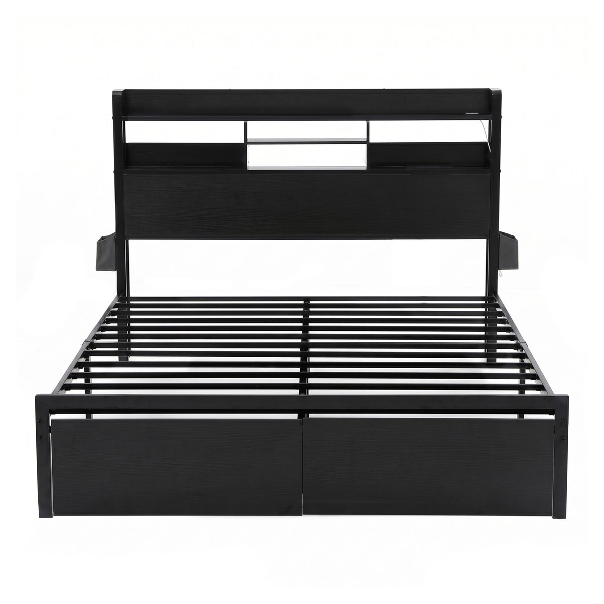 Artiss Bed Frame Queen with Charging Station Storage Organizer Drawers LED ZAC