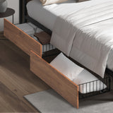 Oikiture 2x Bed Frame Storage Drawers with Wheels Metal Brown - Top-Down View