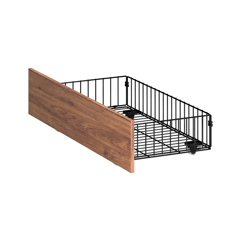 Oikiture 2x Bed Frame Storage Drawers with Wheels Metal Brown