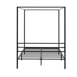 Oikiture Metal Canopy Bed Frame Double Size Platform - Low Angle