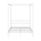 Oikiture Metal Canopy Bed Frame Double Size White - Rear View