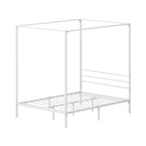 Oikiture Metal Canopy Bed Frame Double Size White